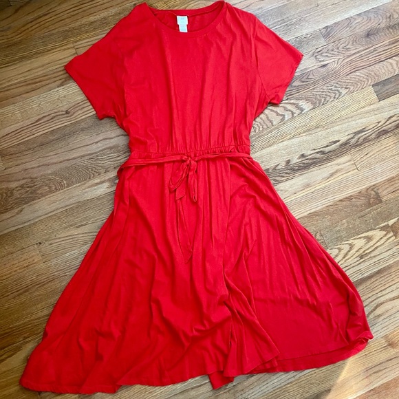 H&M Dresses Hm Red Ss Tshirt Dress Xxl Poshmark